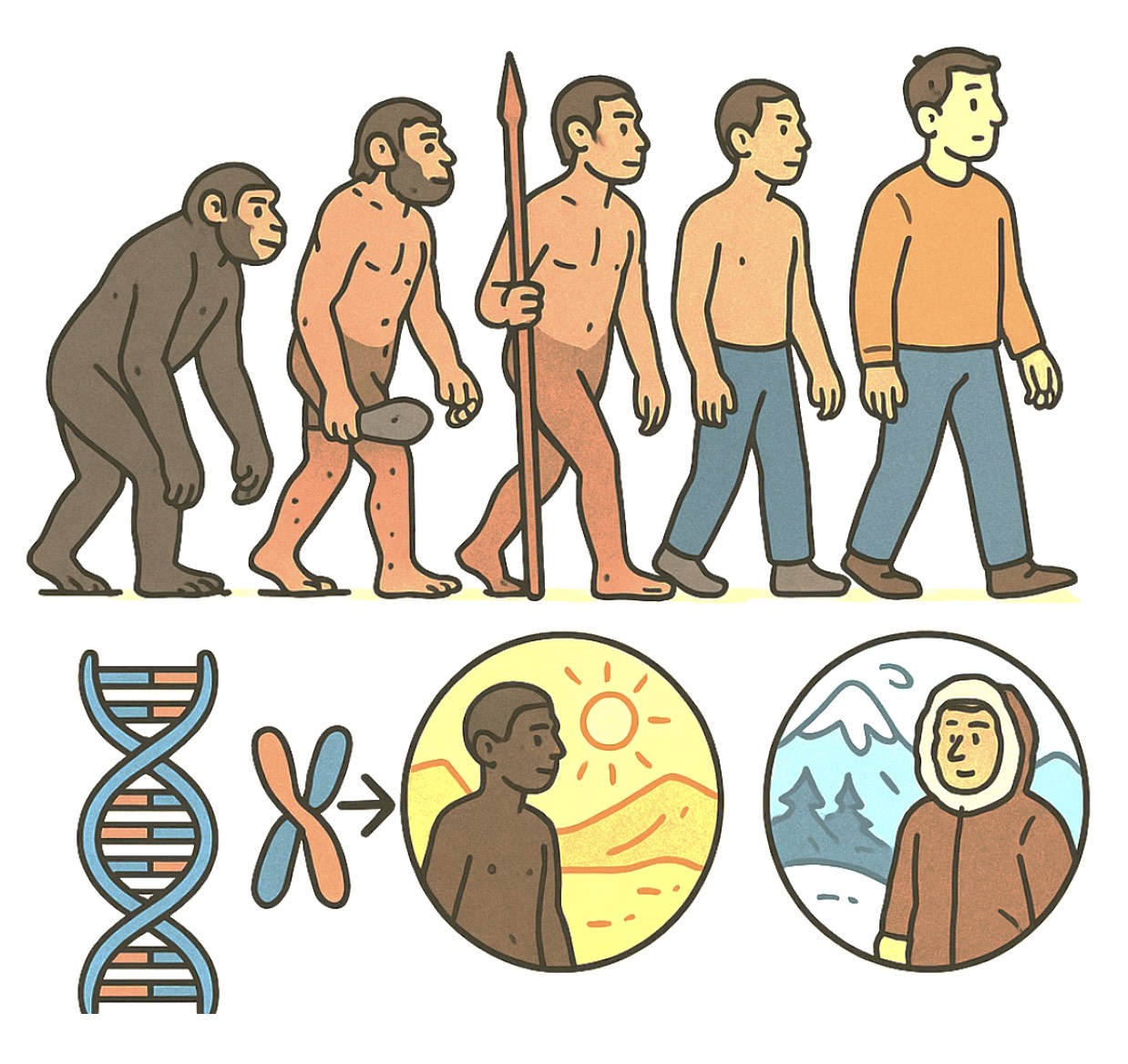 Evolutionary Genetics Cartoon